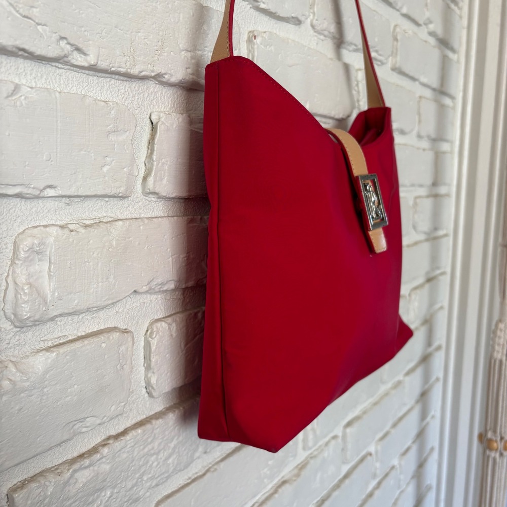Ralph Lauren Vintage Y2K Red Nylong Leather Shoulder Bag - Picture 5 of 7